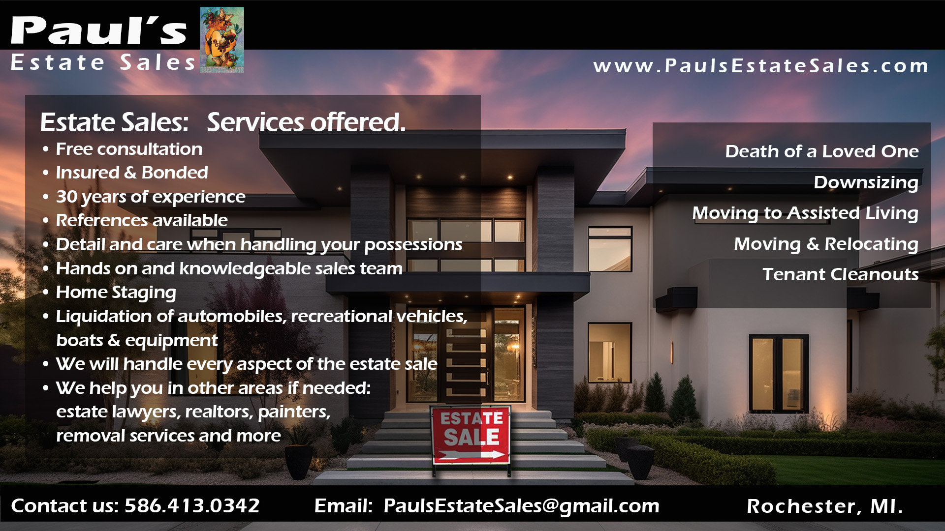 Paul's Estate Sales - Tel (586) 413-0342