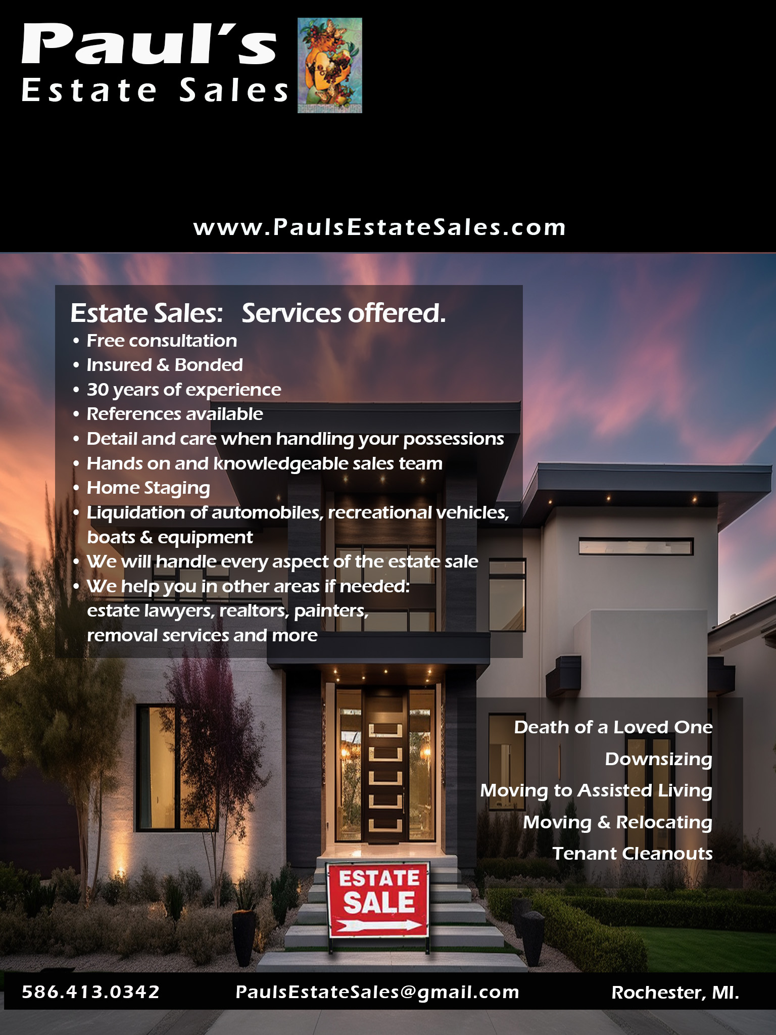 Paul's Estate Sales - Tel (586) 413-0342